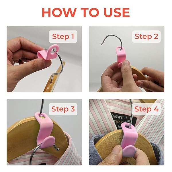 Muazida Ganchos de conexión para colgar ropa, 50 ganchos para colgar, clips extensores de percha, perchas de ropa en cascada para ahorro de espacio, ganchos de conexión en cascada para organizador de armario - Image 4