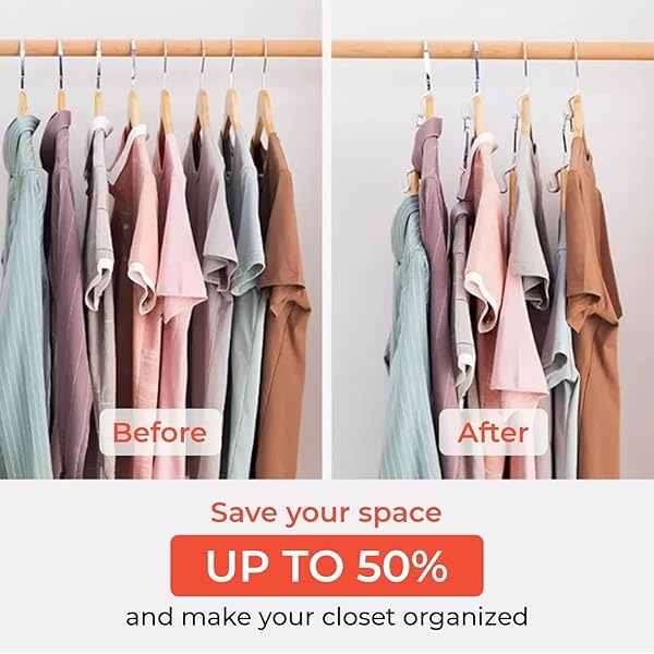 Muazida Ganchos de conexión para colgar ropa, 50 ganchos para colgar, clips extensores de percha, perchas de ropa en cascada para ahorro de espacio, ganchos de conexión en cascada para organizador de armario - Image 6