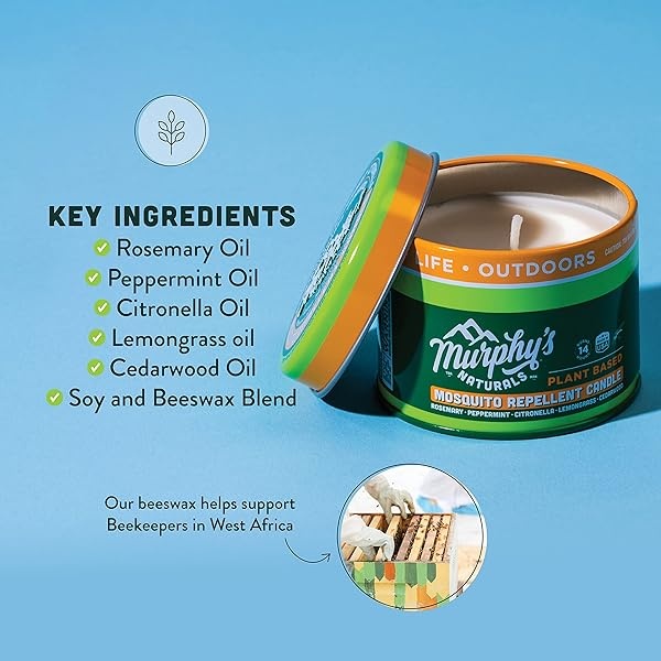 Murphy's Naturals Mini vela repelente de mosquitos paquete de 9 | Velas de 3.5 onzas | Fabricado con aceites esenciales a base de plantas como la citronela | Tiempo de combustión de 14 horas por vela - Image 3