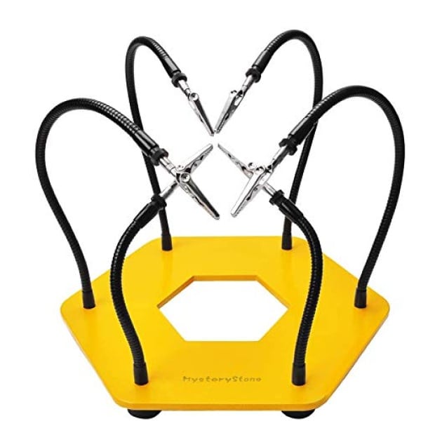 Mysterystone Soldering Helping Hands Third Hand Tool with Heavy Duty Steel Base Third Hand Soldering Tool and Vise with 6 Flexible Gooseneck Metal Arms and Clips for Soldering Work Station