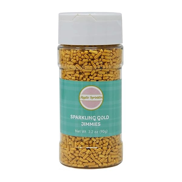 Mystic Sprinkles Sparkling Gold Jimmies Botella de 3.5 onzas - Image 3