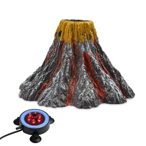 NICREW - Kit de adorno de volcán para acuario, decoración de burbujas para peceras, acuario con luz LED roja