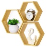 NORCEESAN Juego de 3 estantes hexagonales de bambú flotantes de panal