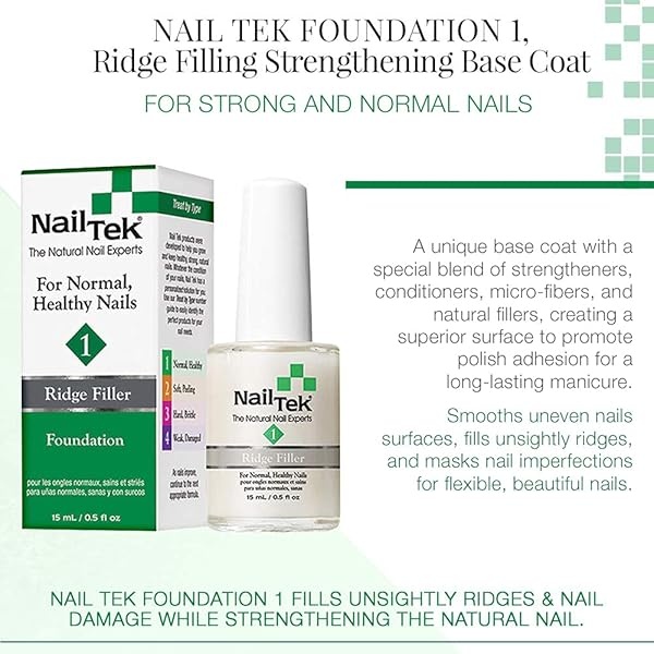 Nail Tek Foundation 1, capa base fortalecedora de relleno para uñas fuertes y saludables, 14,2 g, paquete de 2 - Image 4