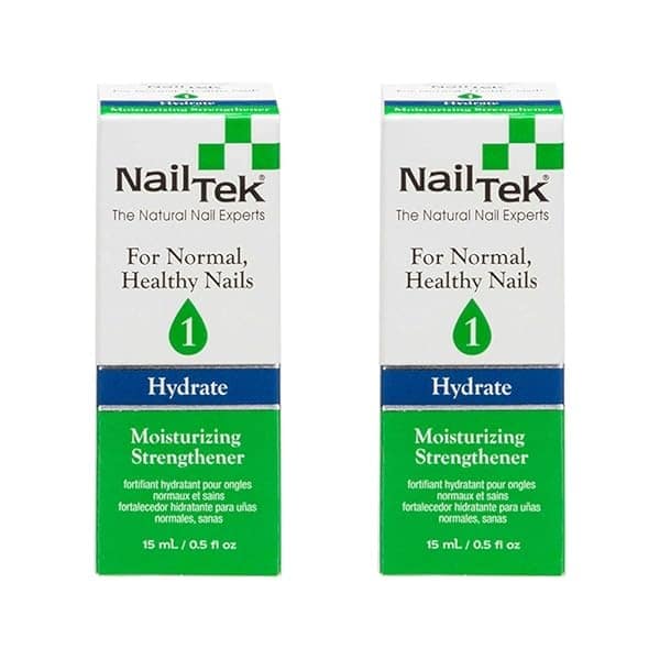 Nail Tek Hydrate 1, fortalecedor hidratante para uñas fuertes y saludables, nutrir, proteger las uñas de astillas, partidas, pelar y roturas, 14.2 g, paquete de 2