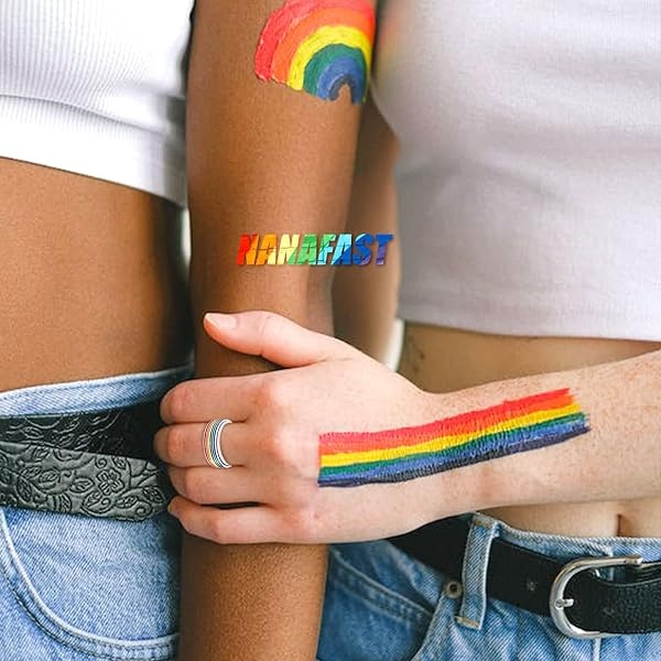Nanafast Anillo de acero inoxidable de 8 mm con diseño de bandera de arco iris, gays, lesbianas, anillo giratorio para hombres y mujeres Plateado - Image 5