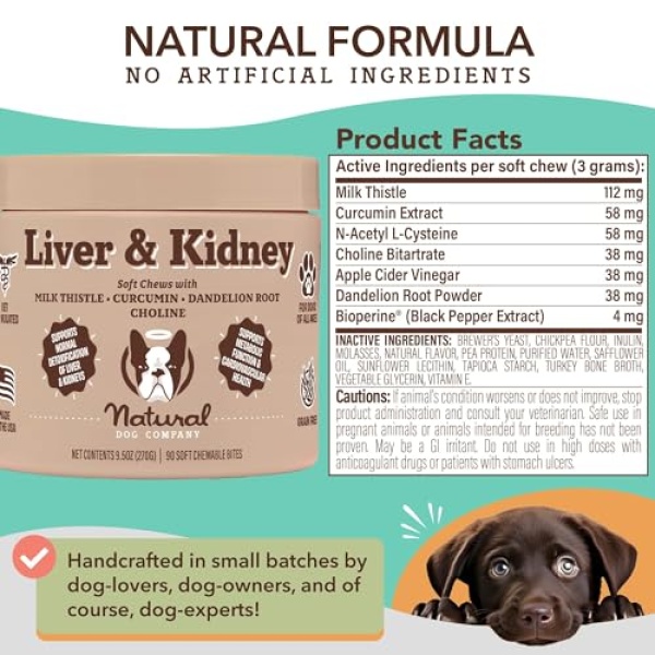 Natural Dog Company | Liver & Kidney | 90 Premios Antioxidantes para el Hígado y Riñón de los Perros. Detox de Sistema digestivo y riñones con Ingredientes Naturales. Controlan el Peso y Apetito. - Image 9