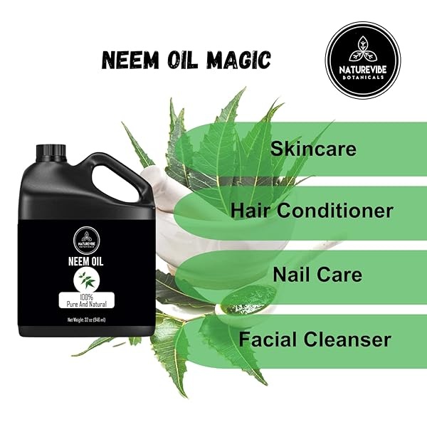 Naturevibe Botanicals Aceite de neem orgánico, 32 onzas | Azadirachta Indica | Aceite de neem 100% puro y natural - Image 7