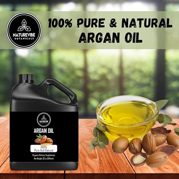 Naturevibe Botanicals Argan Oil 32 Ounces 100% Pure & Natural Morocco Oil | Cold Pressed | Great for Skin, Nails & Hair | Non-Greasy Body Oil | Face Moisturiser (946 ml) - Image 3