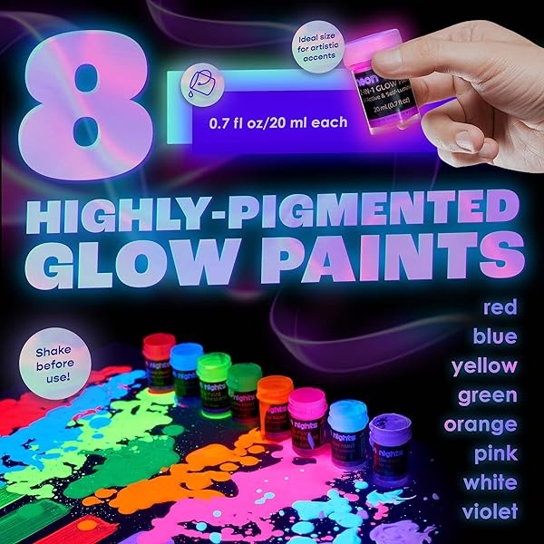 Neon Nights Pintura Neón 20 ml - Color Vibrante - Brillo Duradero - No Tóxico - Resistente al Agua - Hecho en Alemania - Image 3