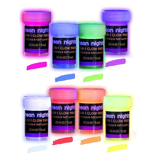 Neon Nights Pintura Neón 20 ml - Color Vibrante - Brillo Duradero - No Tóxico - Resistente al Agua - Hecho en Alemania