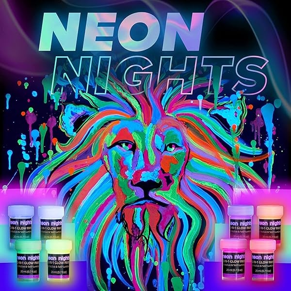 Neon Nights Pintura Neón 20 ml - Color Vibrante - Brillo Duradero - No Tóxico - Resistente al Agua - Hecho en Alemania - Image 10
