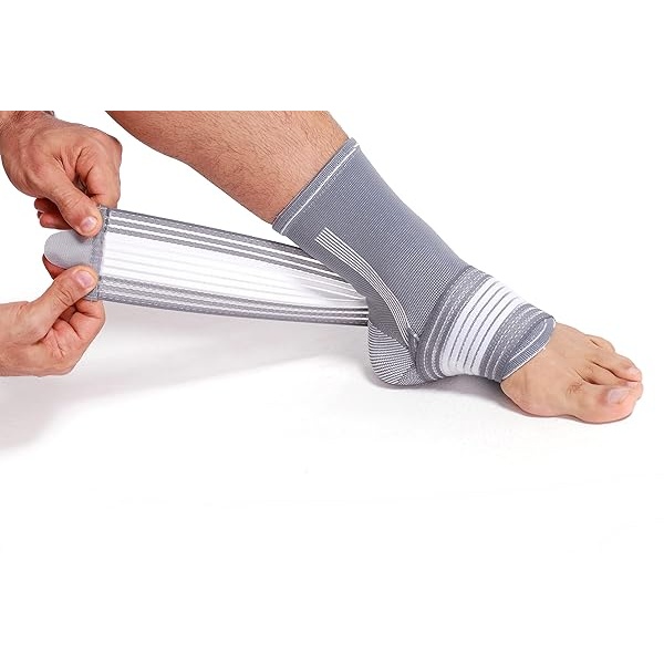 Neotech Care Tobillera (1 unidad) – Tela elástica y transpirable – Correa de compresión ajustable – para hombres, mujeres, jóvenes – pie izquierdo o derecho – Color gris (talla XL) - Image 7