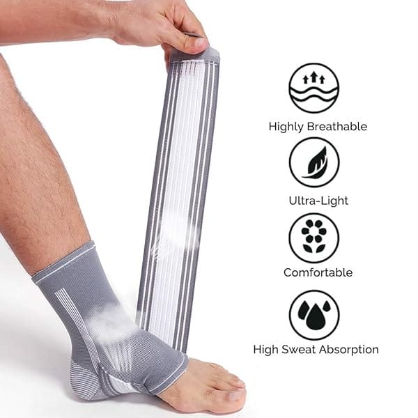 Neotech Care Tobillera (1 unidad) – Tela elástica y transpirable – Correa de compresión ajustable – para hombres, mujeres, jóvenes – pie izquierdo o derecho – Color gris (talla XL) - Image 8