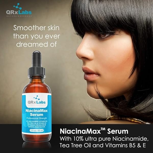 NiacinaMax Serum with 10% Niacinamide (Vitamin B3), Tea Tree Oil, Calendula Extract, Allantoin and Vit. B5 & E â€" Enhanced Dermal Penetration â€" Shrinks Pores & Reduces Blemishes on Skin â€" 2 oz / 60 ml - Image 3