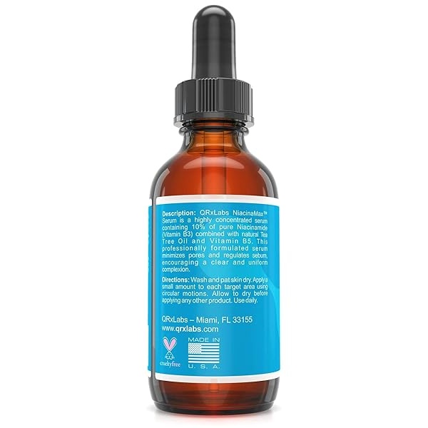 NiacinaMax Serum with 10% Niacinamide (Vitamin B3), Tea Tree Oil, Calendula Extract, Allantoin and Vit. B5 & E â€" Enhanced Dermal Penetration â€" Shrinks Pores & Reduces Blemishes on Skin â€" 2 oz / 60 ml - Image 5