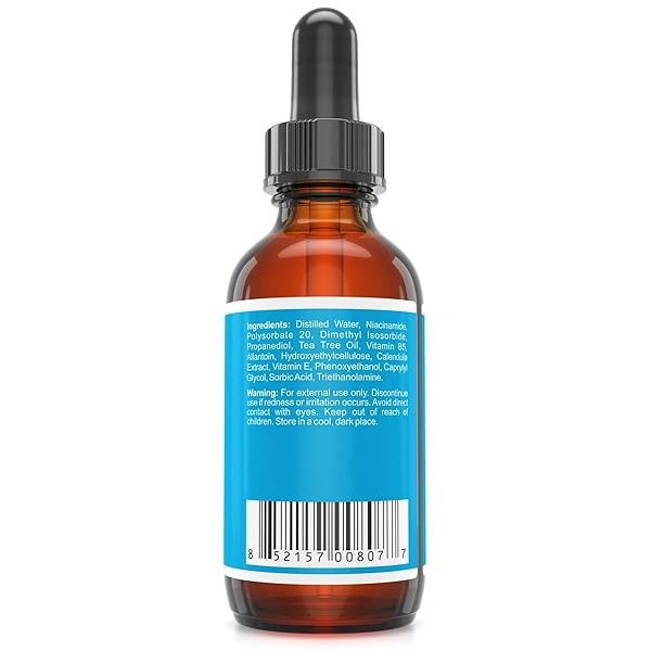 NiacinaMax Serum with 10% Niacinamide (Vitamin B3), Tea Tree Oil, Calendula Extract, Allantoin and Vit. B5 & E â€" Enhanced Dermal Penetration â€" Shrinks Pores & Reduces Blemishes on Skin â€" 2 oz / 60 ml - Image 6