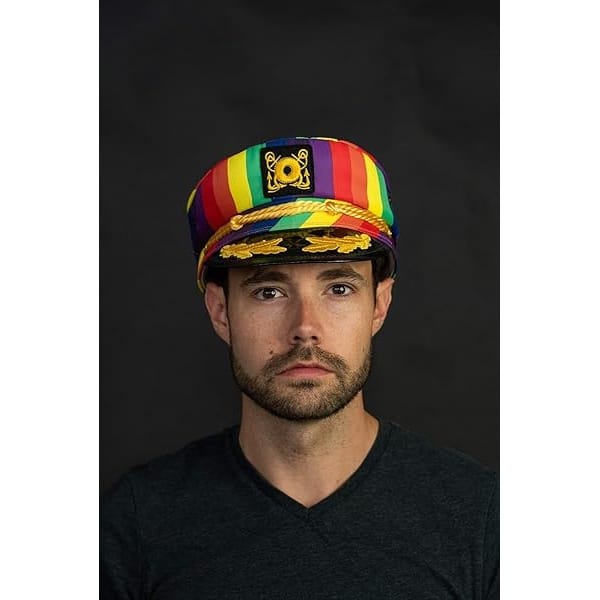Nicky Bigs Novelties - Sombrero de marineros para adultos, gorra de capitán de yate ajustable, accesorio de disfraz azul marino, Arco iris, Talla única - Image 3