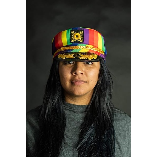 Nicky Bigs Novelties - Sombrero de marineros para adultos, gorra de capitán de yate ajustable, accesorio de disfraz azul marino, Arco iris, Talla única - Image 4