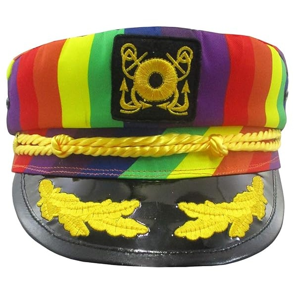 Nicky Bigs Novelties - Sombrero de marineros para adultos, gorra de capitán de yate ajustable, accesorio de disfraz azul marino, Arco iris, Talla única - Image 7