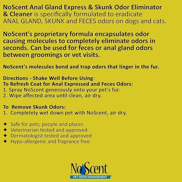 No Scent Anal Gland Express & Skunk - Professional Pet Grooming Skunk Odor Eliminator & Cleaner - Safe Natural Fast Microencapsulating Spray on Fur Smell Remover Dogs Pets - Image 3