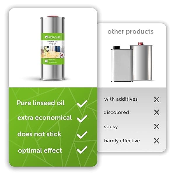 Nordicare Aceite De Linaza Para Madera - Aceite De Linaza 100% Puro Y Natural Para Toda El Área Interior - Aceite De Linaza Cruda Apto Para Alimentos Para Muebles De Madera - Subraya La Estructura De - Image 4