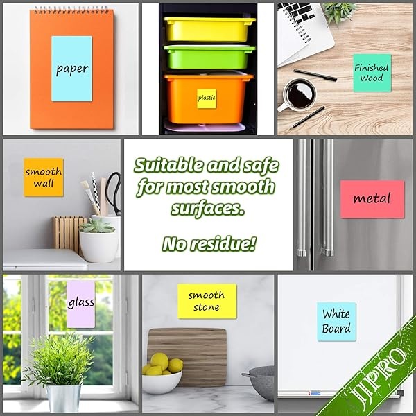 Notas adhesivas de borrado en seco – Pegatinas coloridas reutilizables para pizarras blancas. Cada juego incluye 6 paquetes de 7,62 x 7,62 cm y 7,62 x 12,7 cm. Apto para todas las superficies lisas. Es lavable, extraíble y ecológico - Image 4