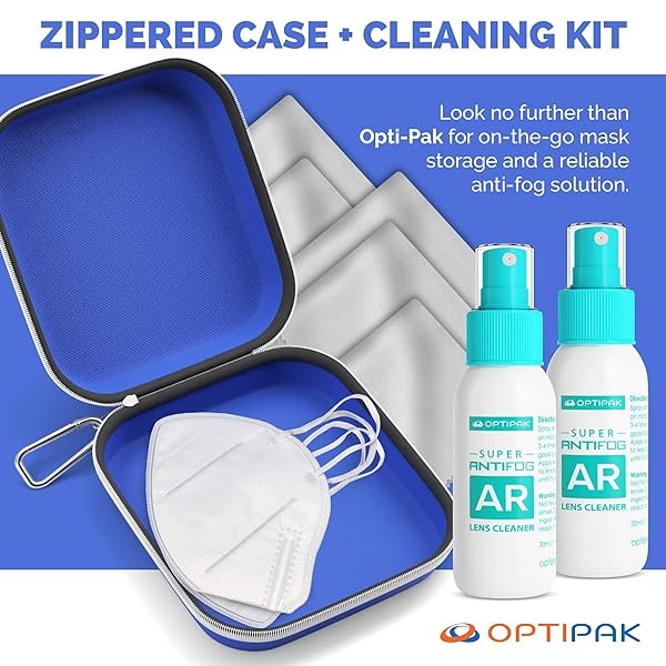 OPTIPAK Spray antivaho para gafas, limpiador antivaho con paño de microfibra para gafas, gafas, gafas de sol, espejo, espray antivaho para usuarios de máscaras (30 ml/1 oz, 2 fundas TL) - Image 3