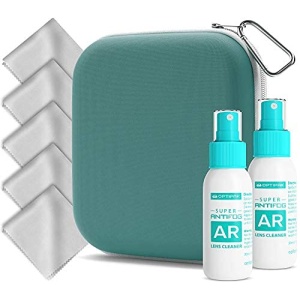 OPTIPAK Spray antivaho para gafas, limpiador antivaho con paño de microfibra para gafas, gafas, gafas de sol, espejo, espray antivaho para usuarios de máscaras (30 ml/1 oz, 2 fundas TL)