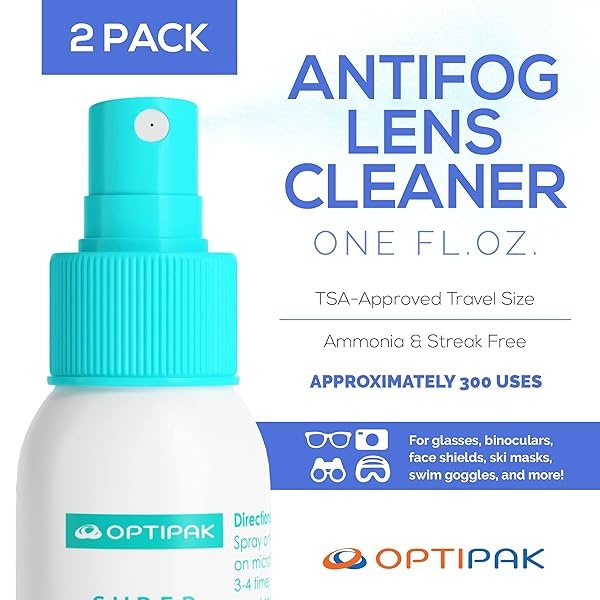 OPTIPAK Spray antivaho para gafas, limpiador antivaho con paño de microfibra para gafas, gafas, gafas de sol, espejo, espray antivaho para usuarios de máscaras (30 ml/1 oz, 2 fundas TL) - Image 6