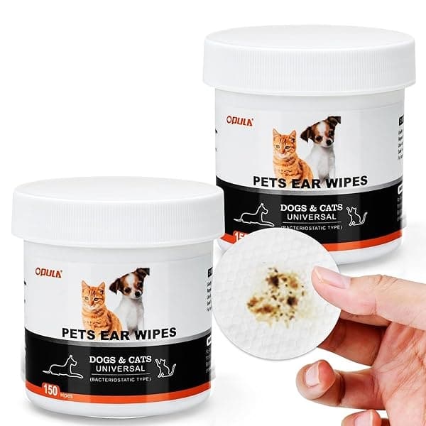 OPULA Toallitas para orejas de mascotas para perros y gatos