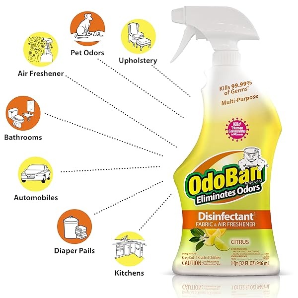 OdoBan Botella de spray lista para usar de 32 onzas y 1 galón concentrado, Cítrico - Image 8