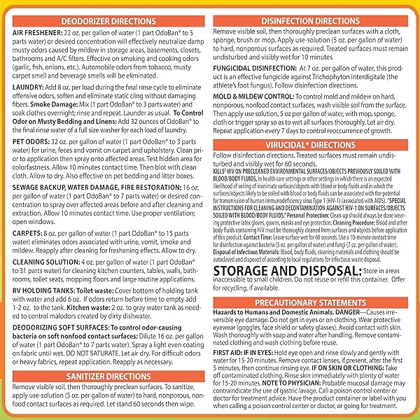 OdoBan Citrus Odor Eliminator and Disinfectant Multi-Purpose Cleaner Concentrate (2 Gal), 2 Pack - Image 9
