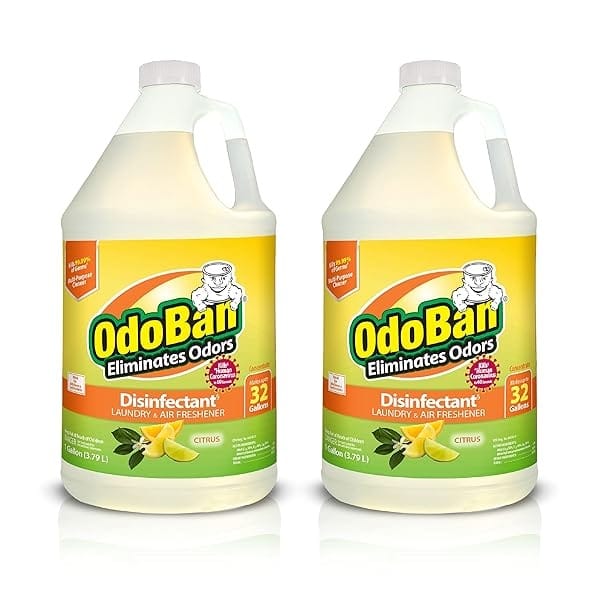 OdoBan Concentrado de 1 galón, paquete de 2, aroma a cítricos, eliminador de olores, desinfectante, restauración de agua de fuego de inundación