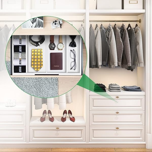 Organizador de cajones de cocina de bambú, organizador expandible, soporte para utensilios y bandeja para cubiertos con 4 compartimentos ajustables, color blanco - Image 7