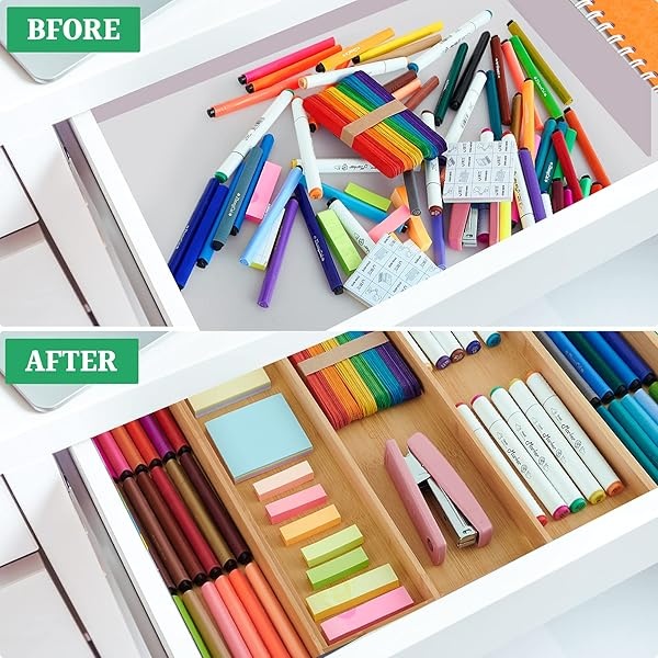 Organizador de cajones expandible de bambú, 5 ranuras para cubiertos para utensilios y cubiertos, organizador de cubiertos en cajón, separadores de cajones de madera para cubiertos, cuchillos en cocina, dormitorio, sala de estar - Image 4