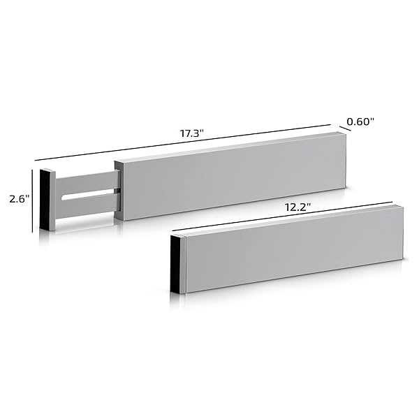 Organizadores de cajones de bambú ajustables, se adapta a cajones estándar de 12.2 pulgadas hasta 17.3 pulgadas, separadores organizadores de cajones de cocina expandibles para utensilios, aparadores, ropa, recámara, baño, 4 unidades, color gris - Image 9