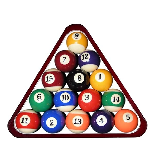 OwnMy - Juego de 2 estantes de madera para billar de madera, diseño clásico de madera maciza de 8 bolas triangulares y 9 bolas de diamante para mesa (rojo) - Image 6