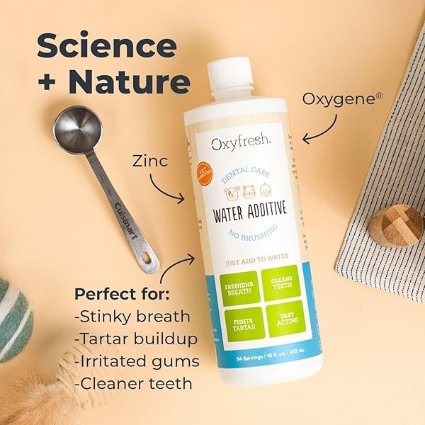 Oxyfresh - Aditivo para el cuidado dental para mascotas - La mejor manera de eliminar el mal aliento del perro y el aliento del gato - Lucha contra el sarro y la placa - tan fácil, solo tienes que añadir al agua. Recomendado por veterinarios. 16 onzas - Image 5