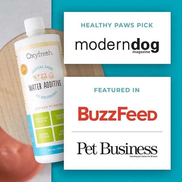 Oxyfresh - Aditivo para el cuidado dental para mascotas - La mejor manera de eliminar el mal aliento del perro y el aliento del gato - Lucha contra el sarro y la placa - tan fácil, solo tienes que añadir al agua. Recomendado por veterinarios. 16 onzas - Image 7
