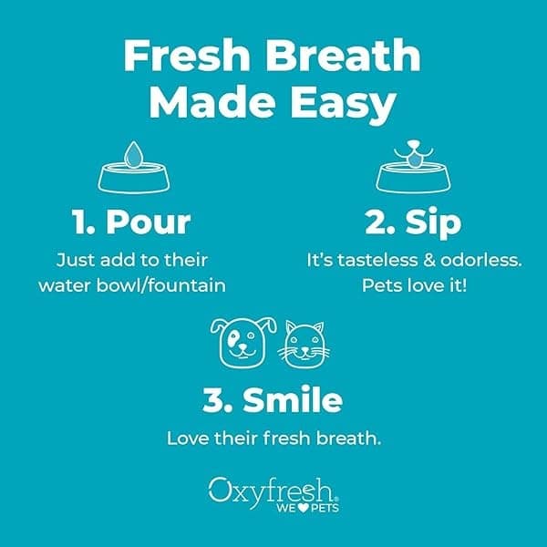Oxyfresh - Aditivo para el cuidado dental para mascotas - La mejor manera de eliminar el mal aliento del perro y el aliento del gato - Lucha contra el sarro y la placa - tan fácil, solo tienes que añadir al agua. Recomendado por veterinarios. 16 onzas - Image 9
