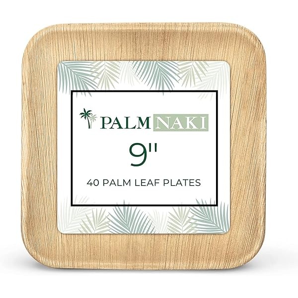 PALM NAKI Platos cuadrados de hojas de palma (40 unidades) – Vajilla desechable, ecológica, de bambú compostables y biodegradables (platos de 9 pulgadas) - Image 10