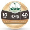 PALM NAKI - Platos de hoja de palma ecológicos, redondos de 10 pulgadas, estilo bambú (paquete de 40), vajilla sostenible, decorativa y compostable (10 pulgadas)