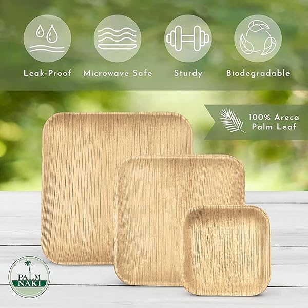 PALM NAKI - Platos pequeños cuadrados de hojas de palma (40 unidades) - Vajilla desechable, ecológicos, compostables y biodegradables (platos de 4 pulgadas) - Image 3