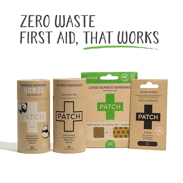 PARCHE - Vendajes de bambú ecológicos para cortes y arañazos, hipoalergénicos para el cuidado de las heridas para la piel sensible, compostable y biodegradable, sin látex, sin plástico, cero residuos, natural, 25 unidades (paquete de 2) - Image 8