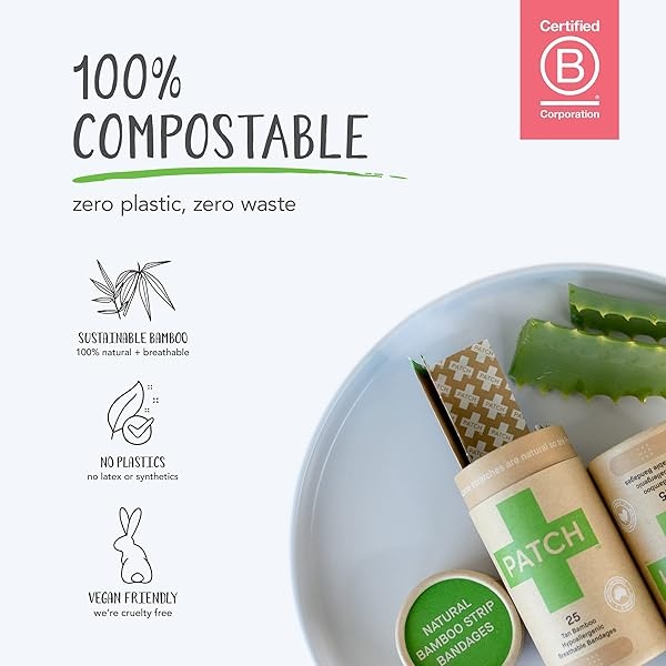 PARCHE - Vendajes de bambú ecológicos para mordeduras y astillas hipoalergénicas, cuidado de heridas para pieles sensibles, biodegradables, libres de látex, sin plástico, sin residuos, aloe vera, 25 unidades (paquete de 2) - Image 4
