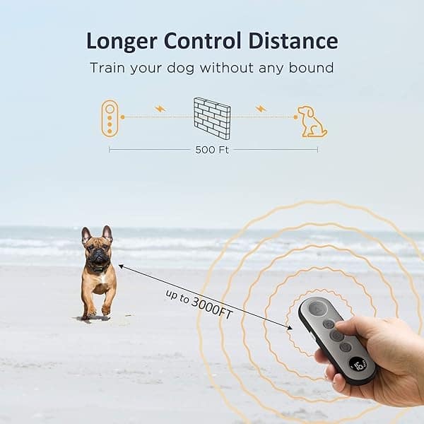 PATPET Collar de choque para perro con control remoto, 3 modos de entrenamiento seguros, recargable e impermeable, collar de entrenamiento para perros pequeños, medianos y grandes (8-120 libras), collar de corteza eléctrica de control de 3000 pies con control remoto - Image 4