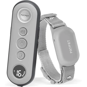 PATPET Collar de choque para perros pequeños, collar de entrenamiento eléctrico para perros con 3 modos de entrenamiento seguros, collares de choque impermeables recargables, control remoto de 3000 pies para perros (8-120 libras), collar de corteza con control remoto