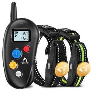 PATPET Collar de entrenamiento para perros, 2 receptores, recargable, IPX7, resistente al agua, con mando a distancia, 3 modos de entrenamiento, pitido, vibración y choque, perfecto para perros pequeños, medianos y grandes, dos