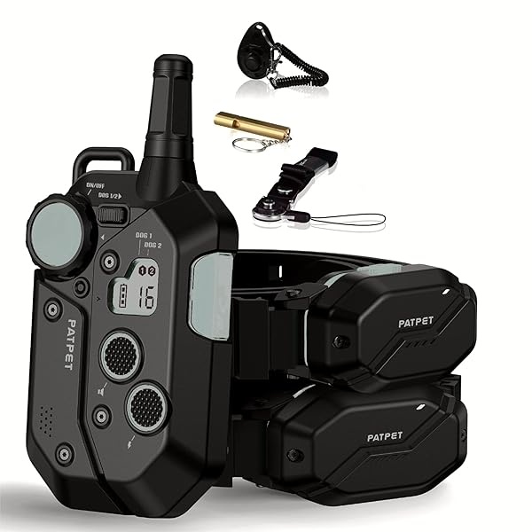 PATPET Collar de entrenamiento para perros con control remoto, recargable, IPX7, impermeable, 2 paquetes de collar de choque para perro de 8 a 100 libras, pequeño, mediano y grande, 2 perros